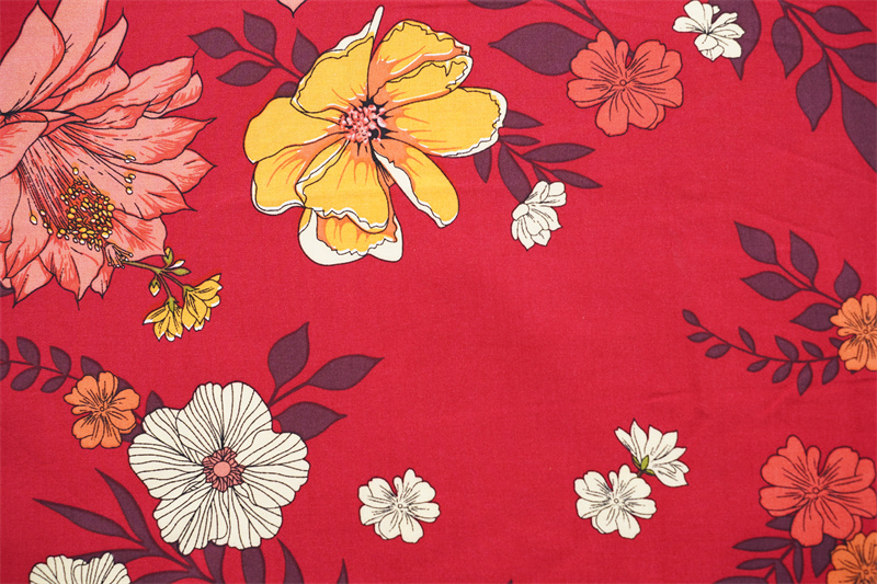 Big Floral Tropical Design 100 Viscose Challis Pr01