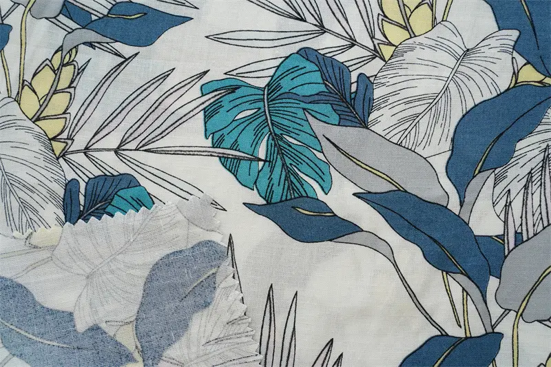 85%Viscose 15%Linen 30s Plain Weave Printed Fabric