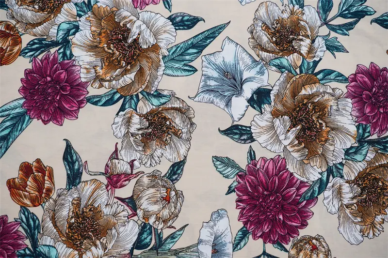 100% Rayon Poplin Floral Design 115gsm