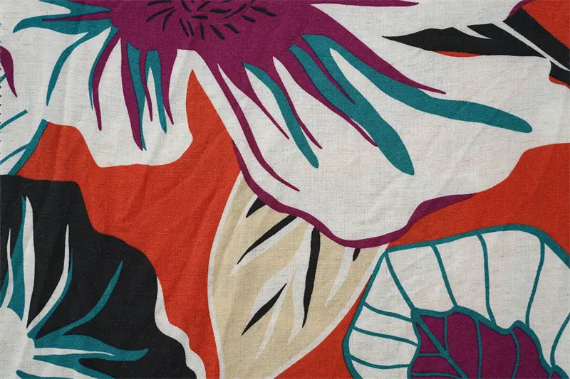 85%Viscose 15%Linen 30s Plain Weave Printed Fabric