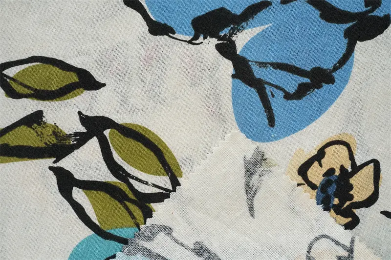 Cheap Price Linen Poly Rayon Cotton 4 In 1 Blended Plain Weave Tropical Design Printed Fabric