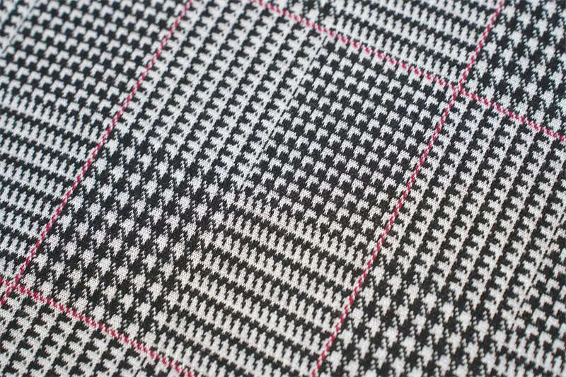 100% Polyester Houndstooth Check Fabric Jacquard Brushed Knitted Fabric